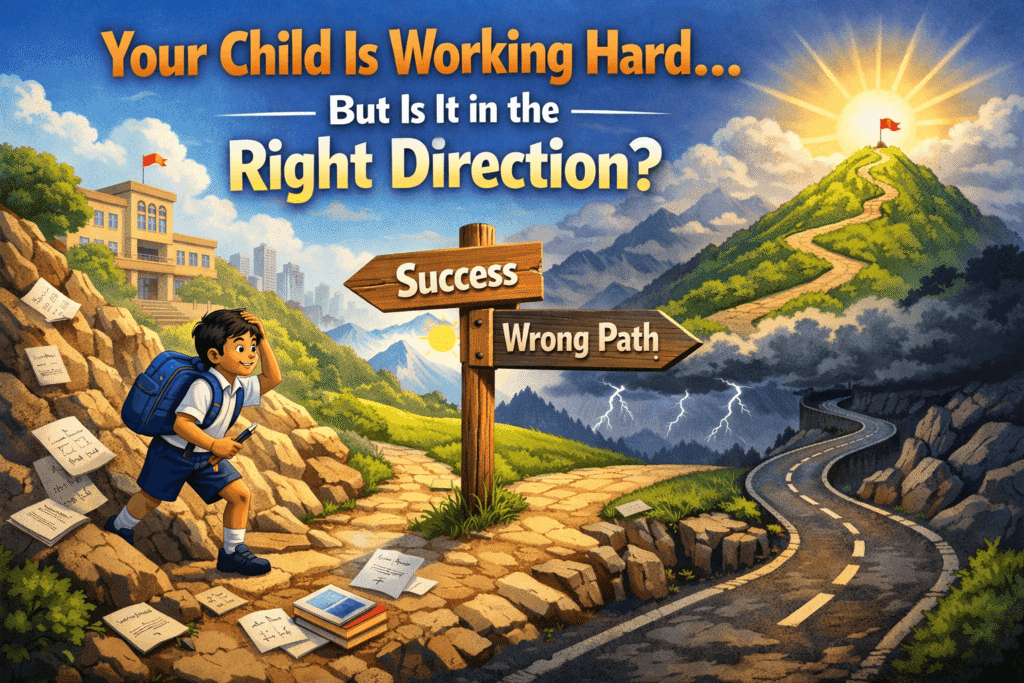 child studying hard but not improving